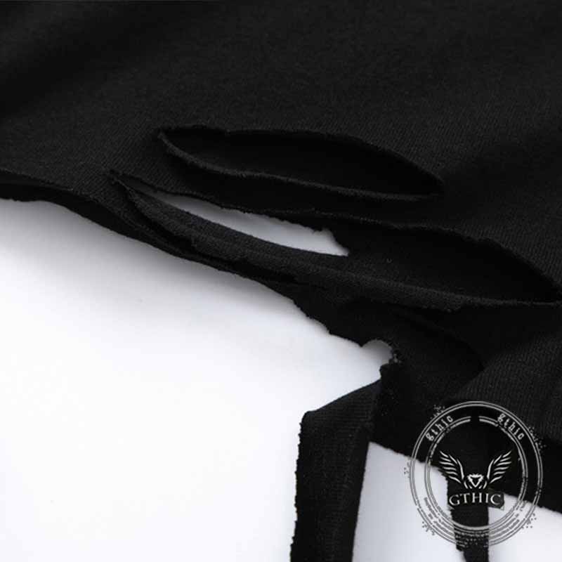 Vintage Rock Singer Character Print Ripped T-shirt