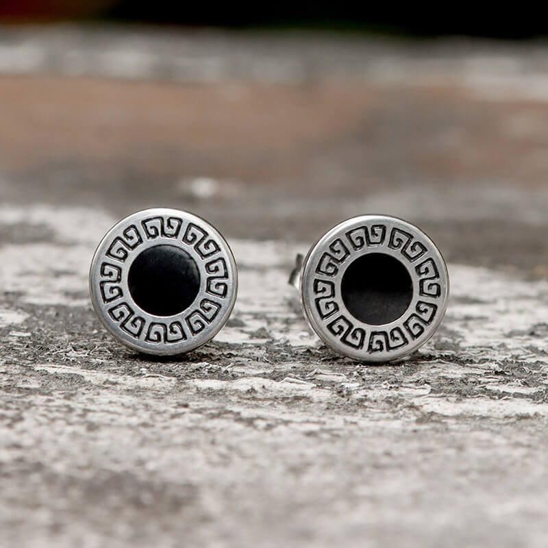 Vintage Roman Numeral Stainless Steel Stud Earrings | Gthic.com