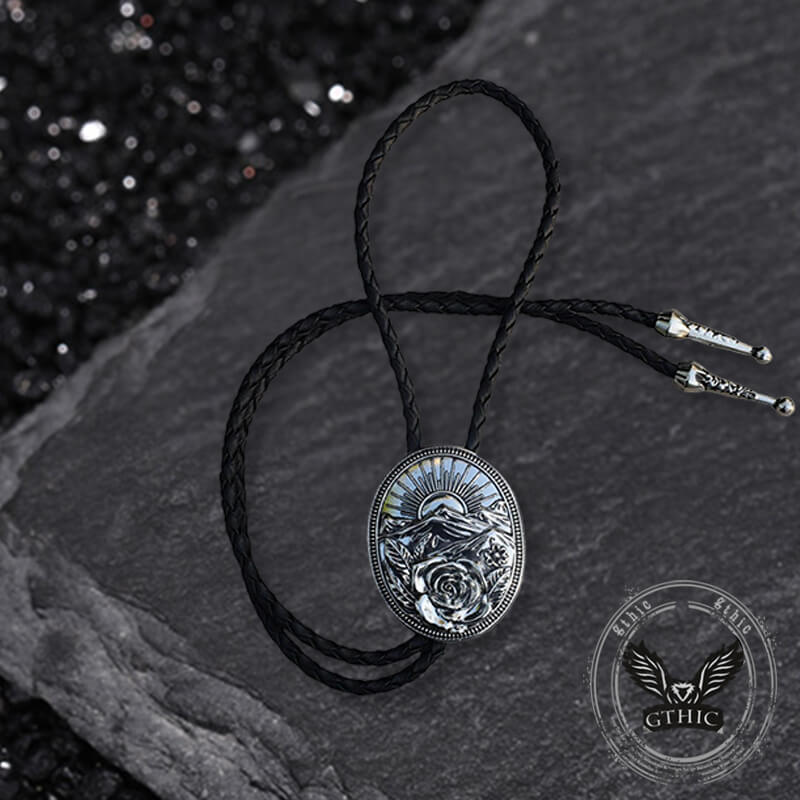 Vintage Rose Rabbit Mushroom Alloy Cowboy Bolo Tie 01 | Gthic.com