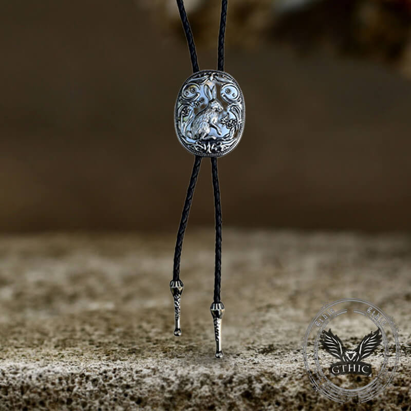 Vintage Rose Rabbit Mushroom Alloy Cowboy Bolo Tie