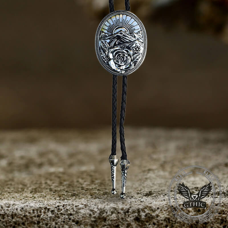 Vintage Rose Rabbit Mushroom Alloy Cowboy Bolo Tie