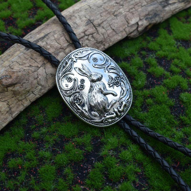 Vintage Rose Rabbit Mushroom Alloy Cowboy Bolo Tie 03 | Gthic.com