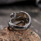 Vintage Rune Symbol Serpent Stainless Steel Viking Ring