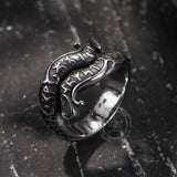 Vintage Rune Symbol Serpent Stainless Steel Viking Ring