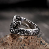 Vintage Rune Symbol Serpent Stainless Steel Viking Ring