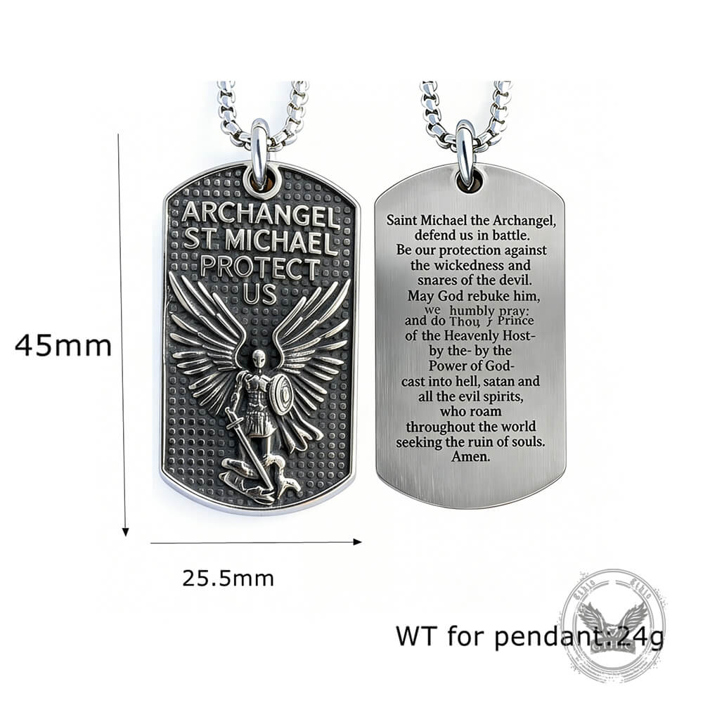 Vintage Saint Michael Archangel Stainless Steel Protection Pendant