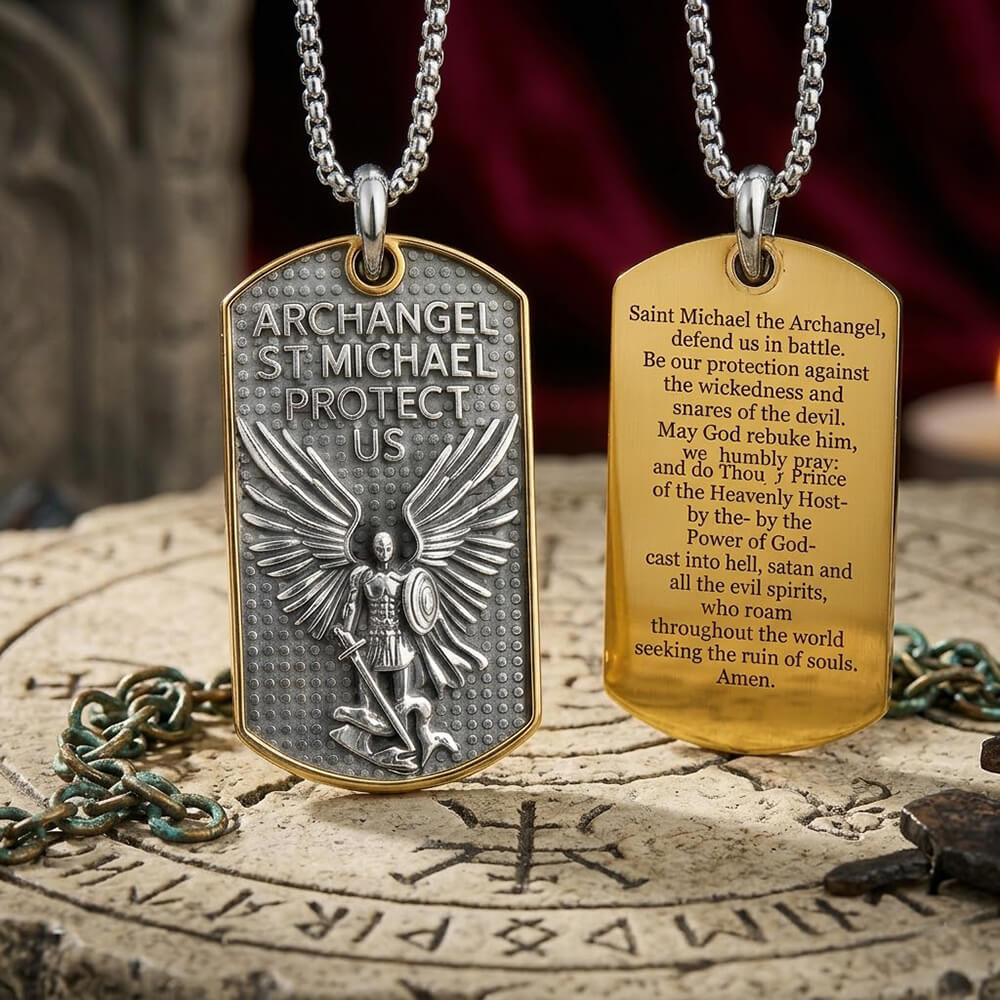 Vintage Saint Michael Archangel Stainless Steel Protection Pendant
