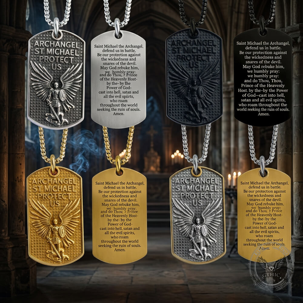 Vintage Saint Michael Archangel Stainless Steel Protection Pendant | Gthic.com