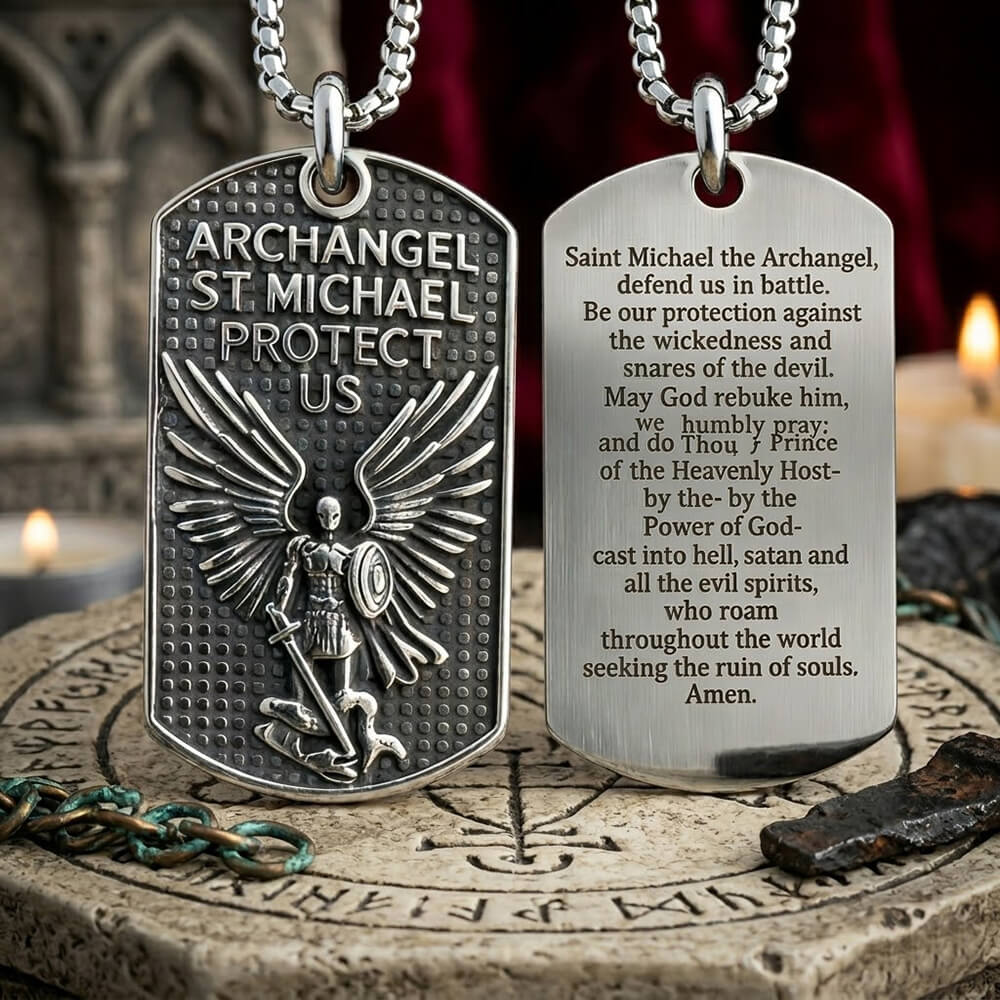 Vintage Saint Michael Archangel Stainless Steel Protection Pendant