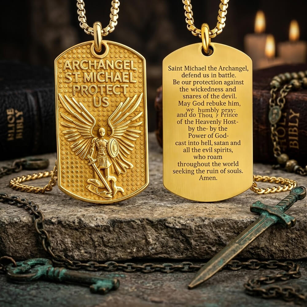 Vintage Saint Michael Archangel Stainless Steel Protection Pendant