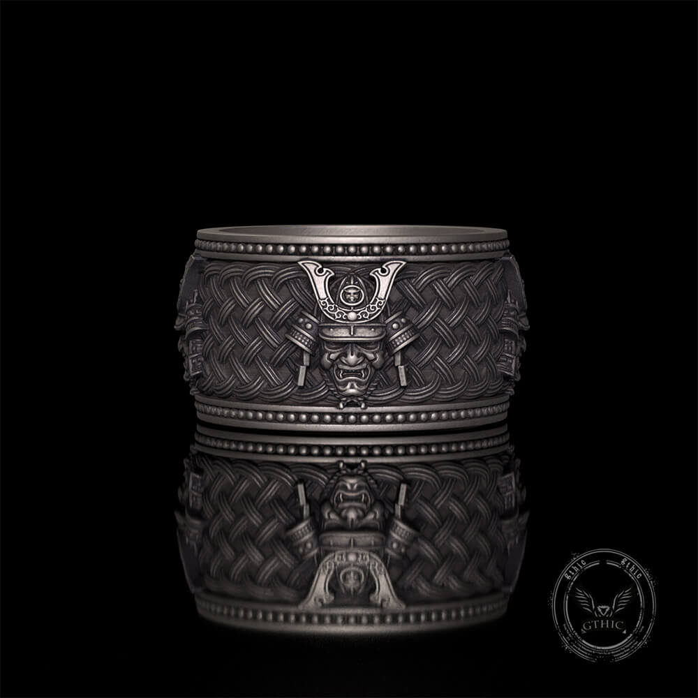 Vintage Samurai Warrior Sterling Silver Band Ring | Gthic.com