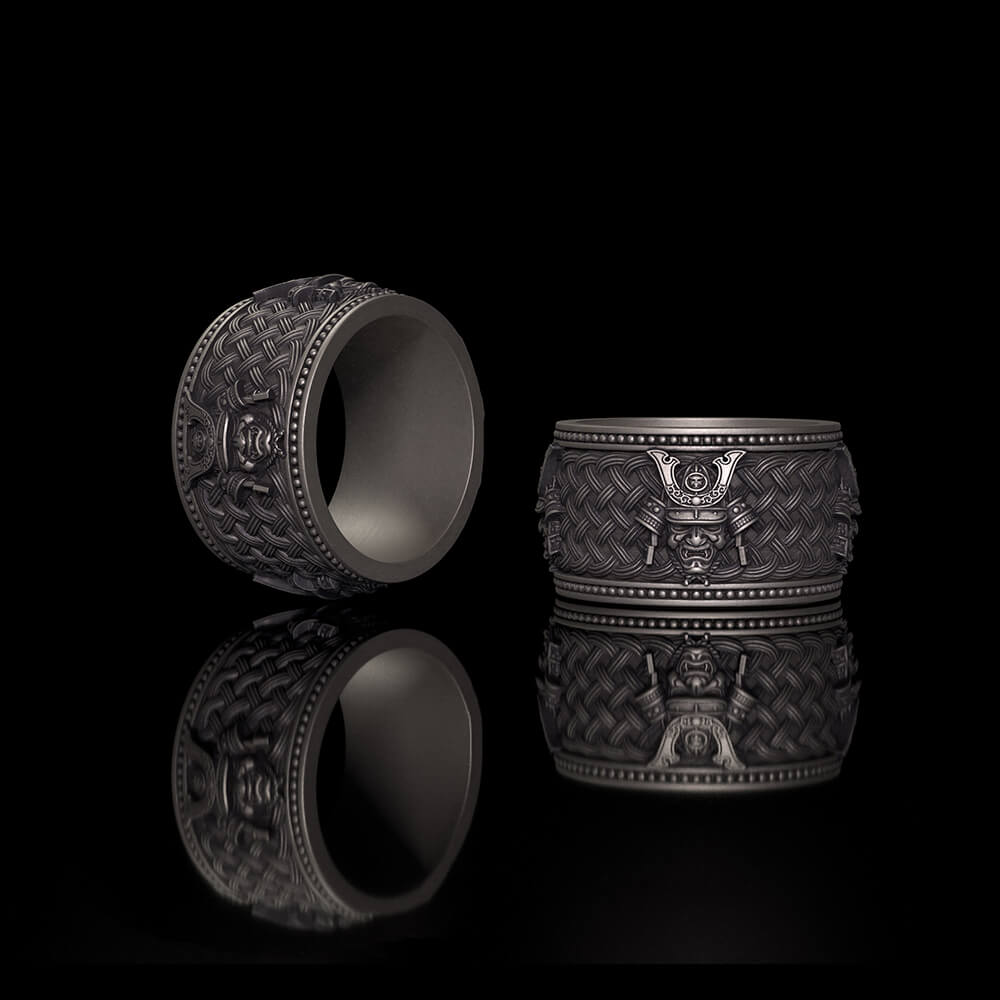 Vintage Samurai Warrior Sterling Silver Band Ring | Gthic.com