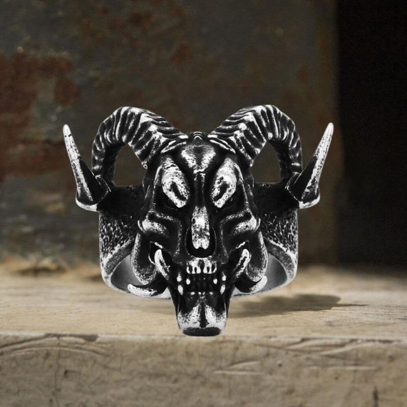 パーツ Great Satan Vintage Satan Ram Head Stainless Steel Ring – GTHIC