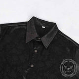 Vintage Satin Floral Jacquard Long Sleeve Shirt