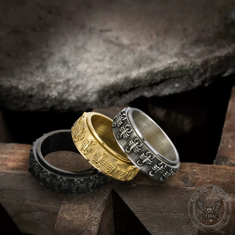 Vintage Scorpion Stainless Steel Spinner Ring | Gthic.com