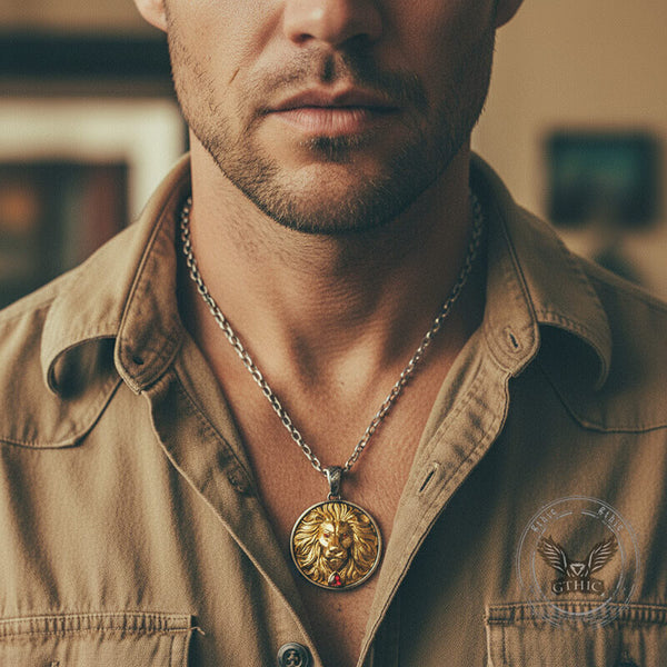 Vintage Seven Realms Gem Lion Sterling Silver Pendant | Gthic.com