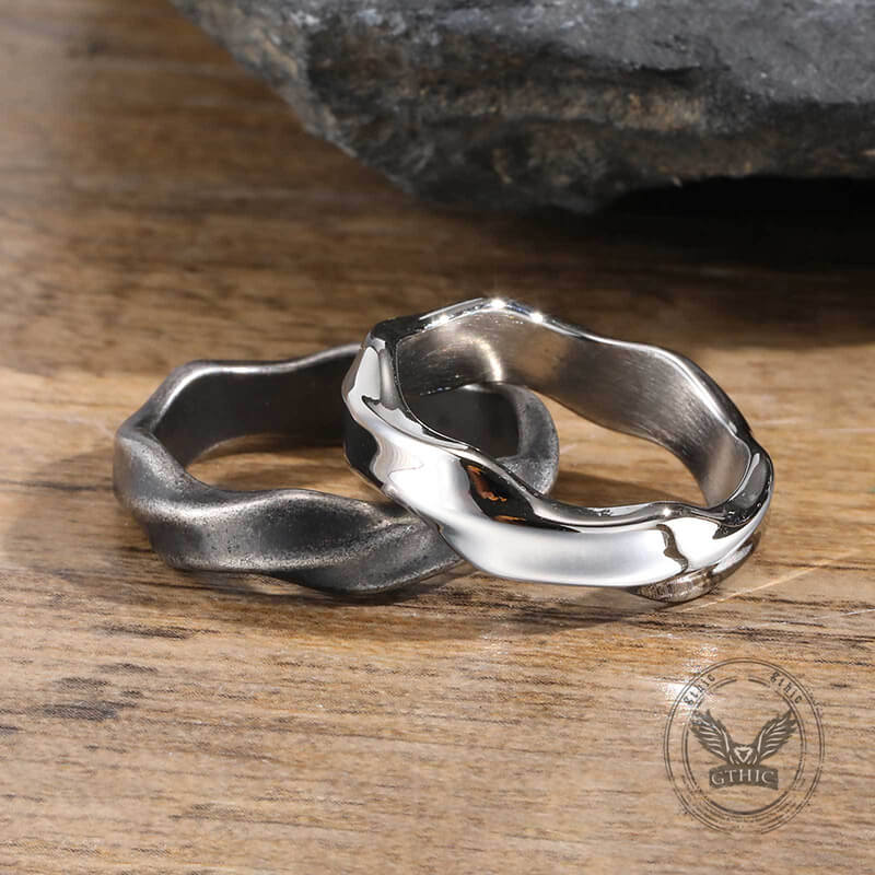 Vintage Simple Twist Pattern Stainless Steel Ring | Gthic.com
