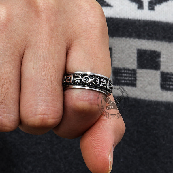 Vintage Six-Word Mantra Stainless Steel Spinner Ring | Gthic.com