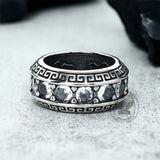 Vintage Six-Word Mantra Zircon Stainless Steel Ring