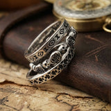 Vintage Skull And Rose Stainless Steel Stackable Ring Set  | Gthic.com