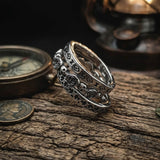 Vintage Skull And Rose Stainless Steel Stackable Ring Set  | Gthic.com