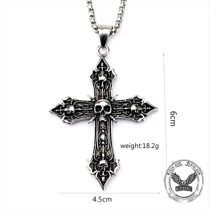 Vintage Skull Baroque Cross Stainless Steel Pendant – GTHIC