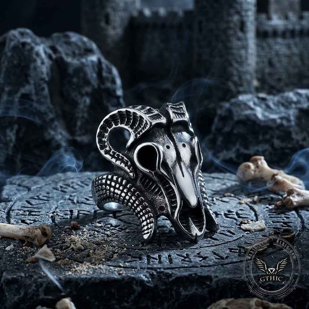 Vintage Skull Goat Head Stainless Steel Ring