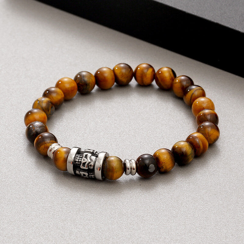 Vintage Skull Pattern Natural Stone Bracelet | Gthic.com