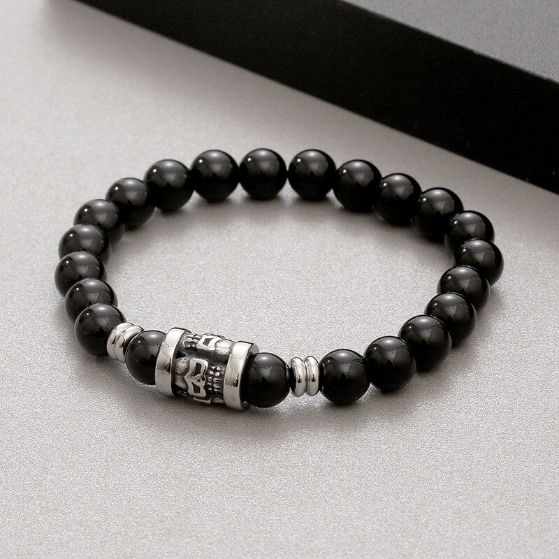 Vintage Skull Pattern Natural Stone Bracelet | Gthic.com