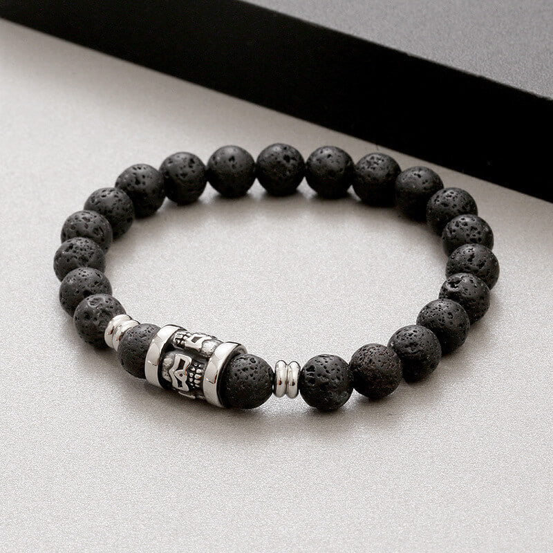 Vintage Skull Pattern Natural Stone Bracelet | Gthic.com