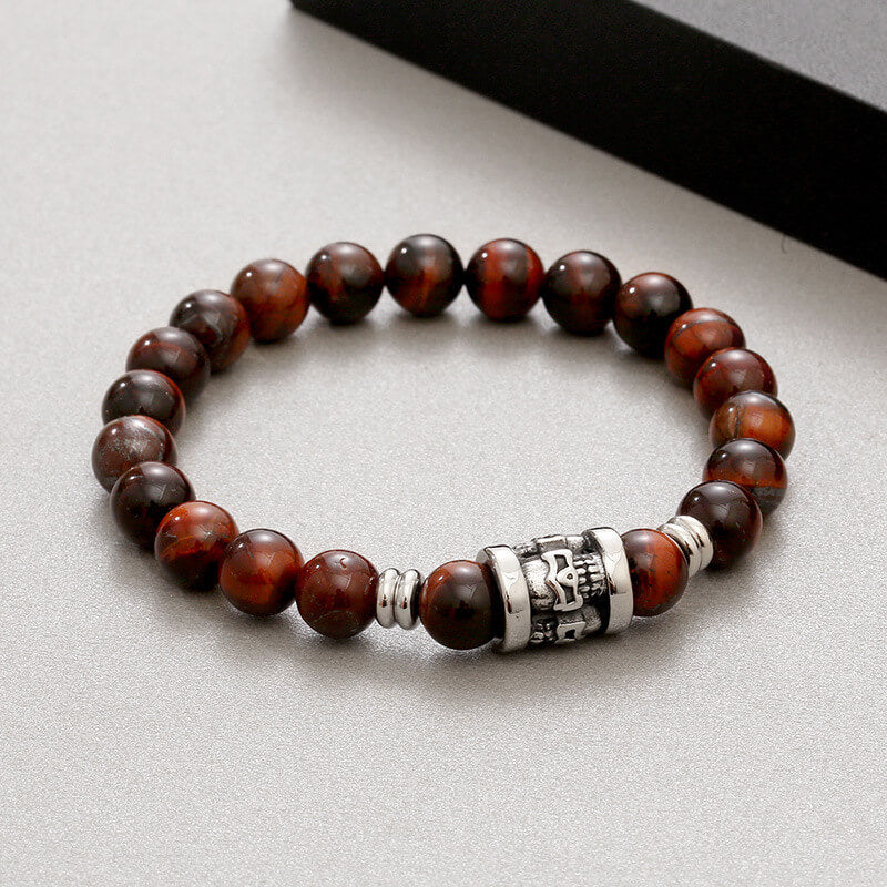 Vintage Skull Pattern Natural Stone Bracelet | Gthic.com