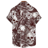 Vintage Skull Print Casual Spandex Hawaiian Shirt | Gthic.com