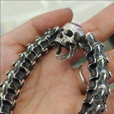 Vintage Skull Snake Bone Sterling Silver Adjustable Bracelet | Gthic.com