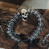 Vintage Skull Snake Bone Sterling Silver Adjustable Bracelet | Gthic.com