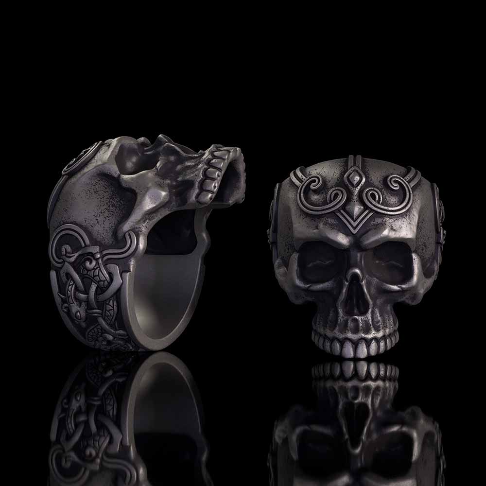 Vintage Skull Warrior Sterling Silver Gothic Ring