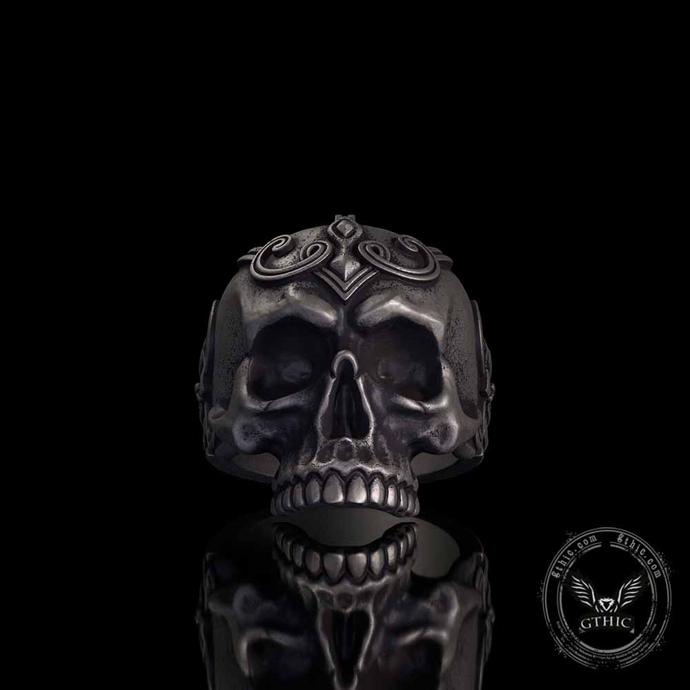 Vintage Skull Warrior Sterling Silver Gothic Ring