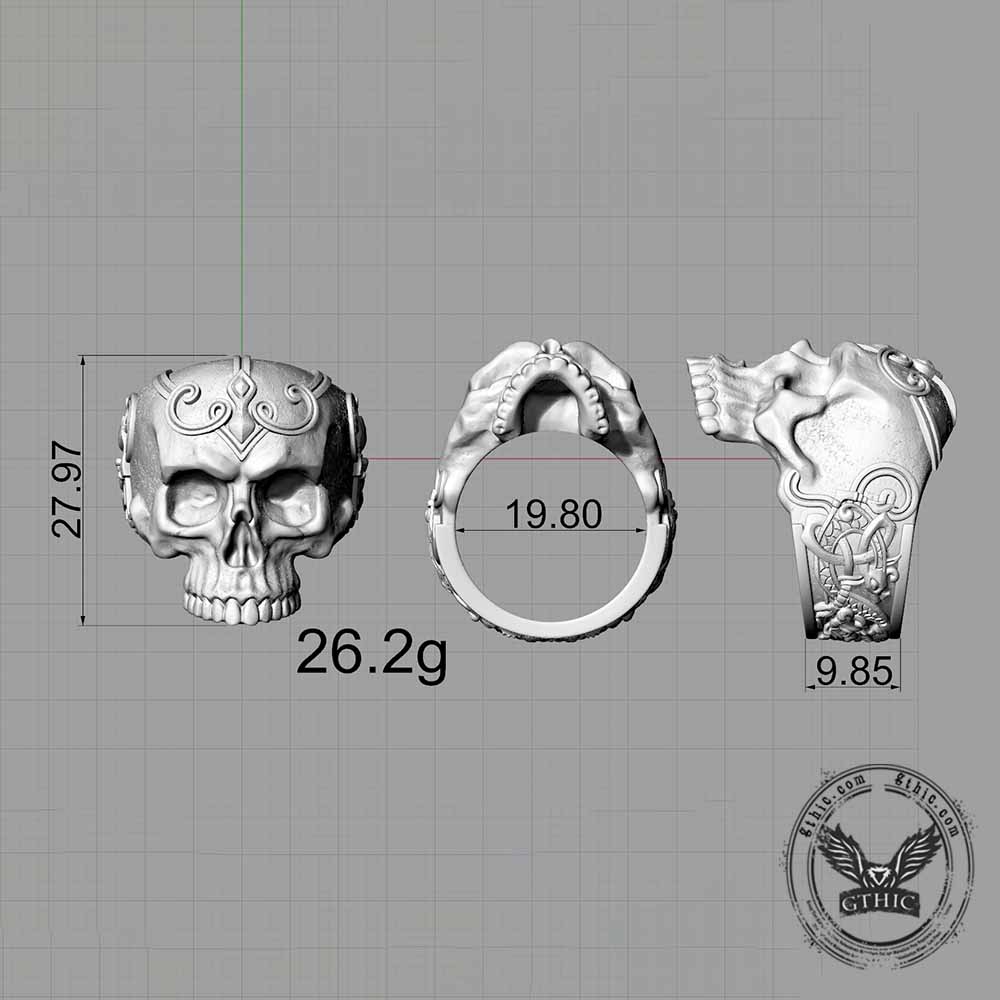 Vintage Skull Warrior Sterling Silver Gothic Ring