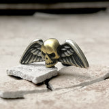 Vintage Skull Wings Sterling Silver Stud Earrings