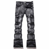 Vintage Slim Fit Flare Cotton Cargo Denim Jeans | Gthic.com
