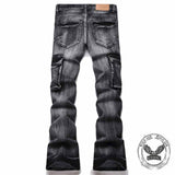 Vintage Slim Fit Flare Cotton Cargo Denim Jeans