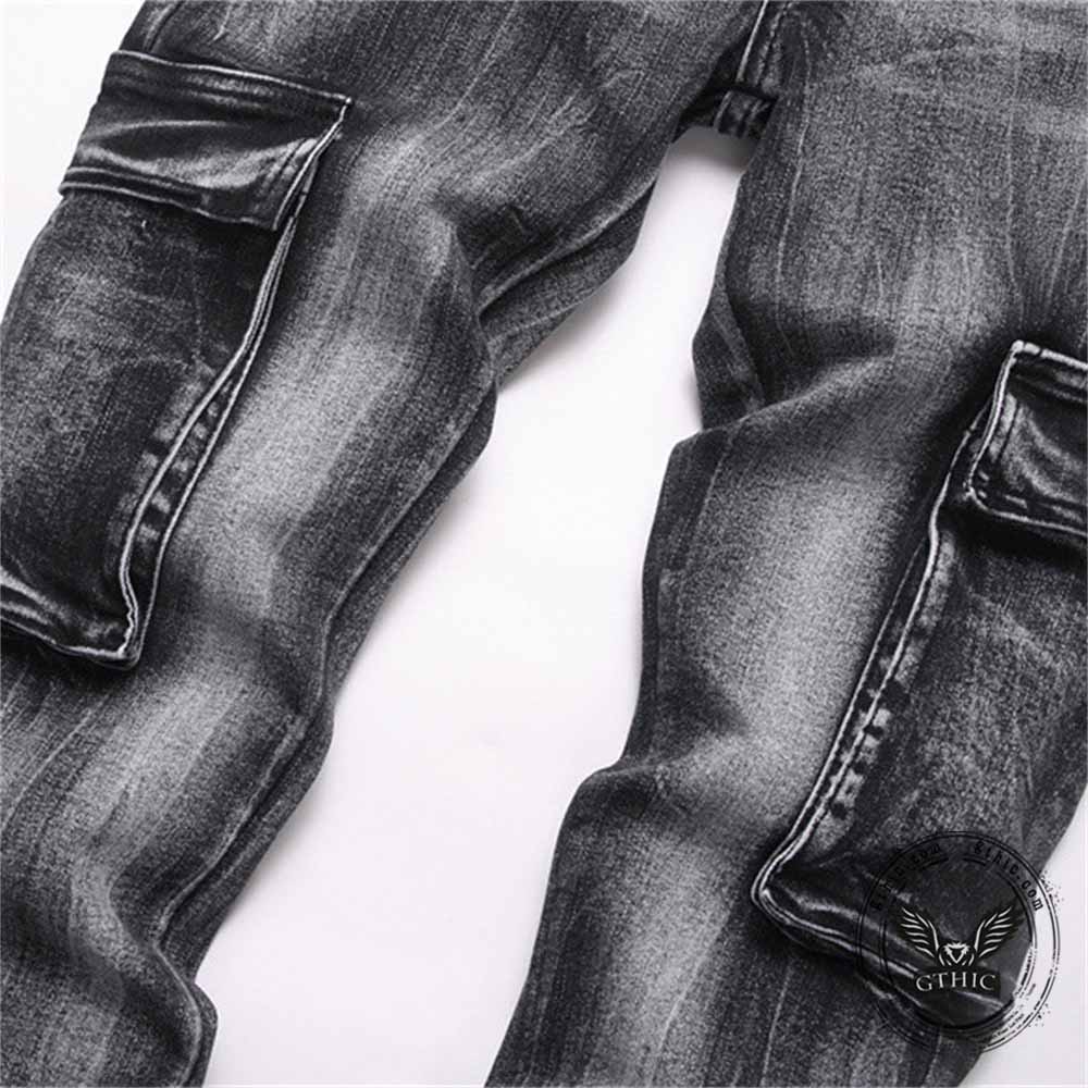Vintage Slim Fit Flare Cotton Cargo Denim Jeans