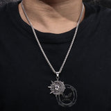 Vintage Smiley Sun Celestial Body Stainless Steel Pendant