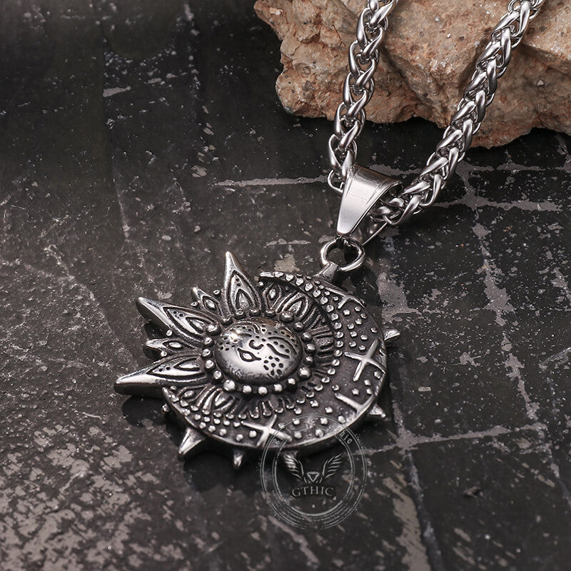 Vintage Smiley Sun Celestial Body Stainless Steel Pendant