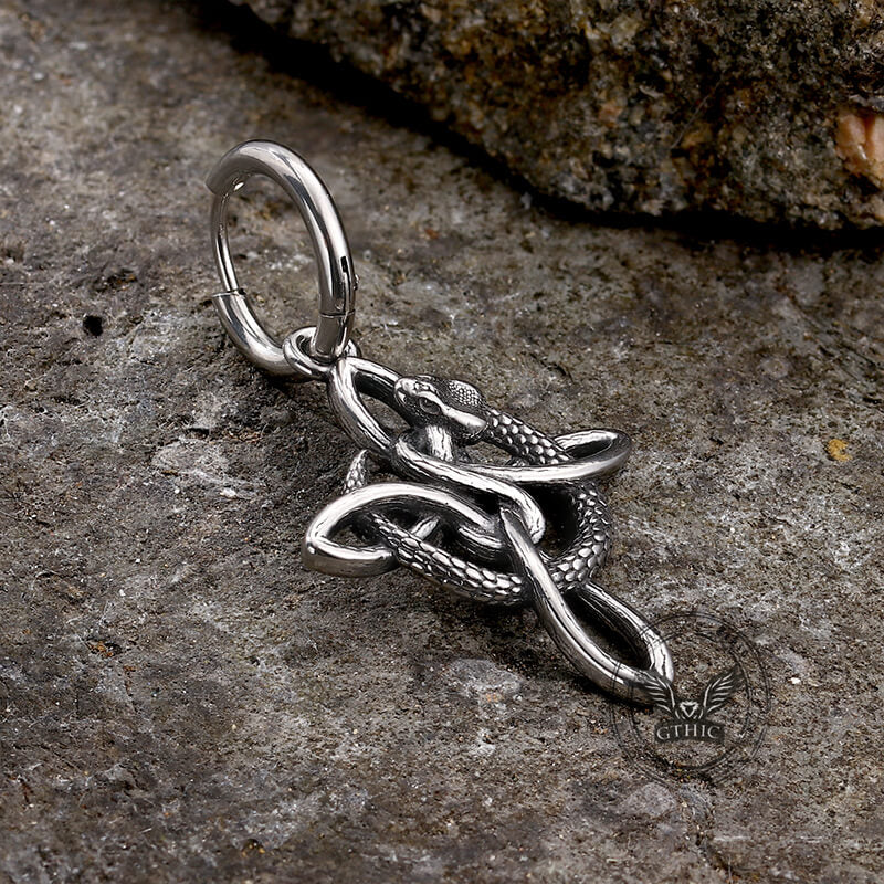 Vintage Snake Celtic Knot Stainless Steel Earrings | Gthic.com