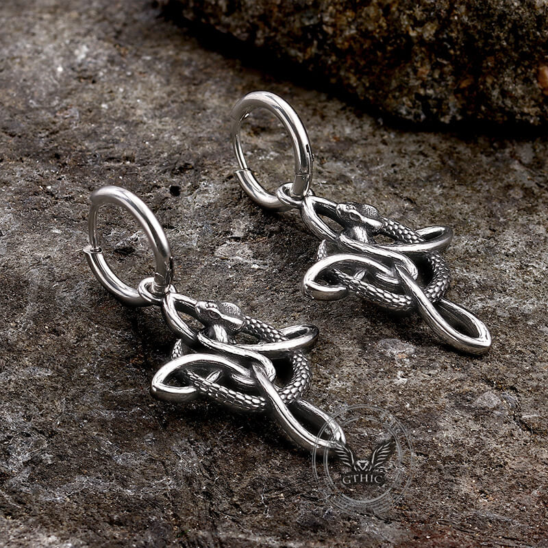 Vintage Snake Celtic Knot Stainless Steel Earrings | Gthic.com