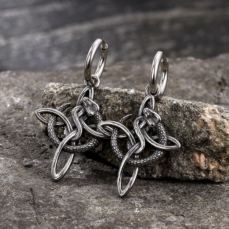 Vintage Snake Celtic Knot Stainless Steel Earrings | Gthic.com