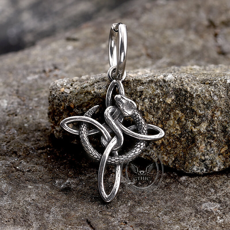 Vintage Snake Celtic Knot Stainless Steel Earrings | Gthic.com