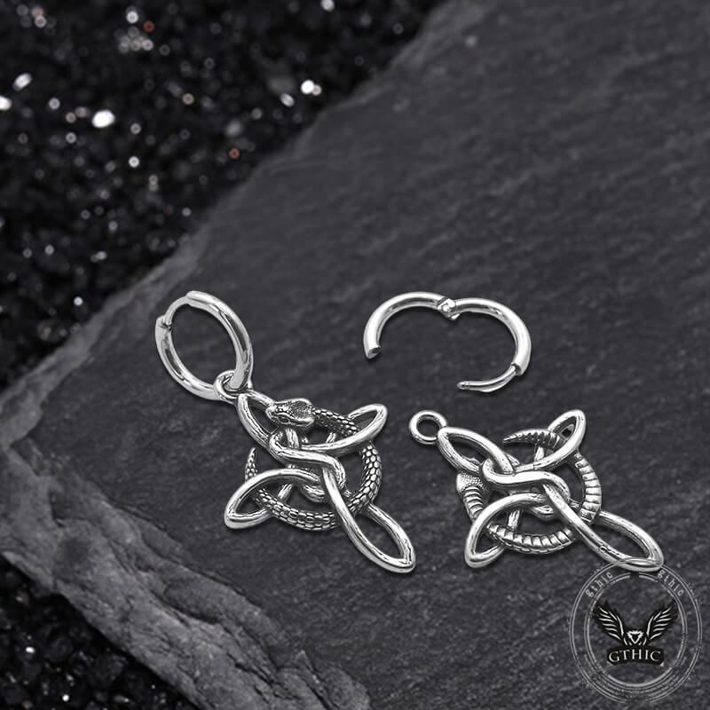 Vintage Snake Celtic Knot Stainless Steel Earrings | Gthic.com