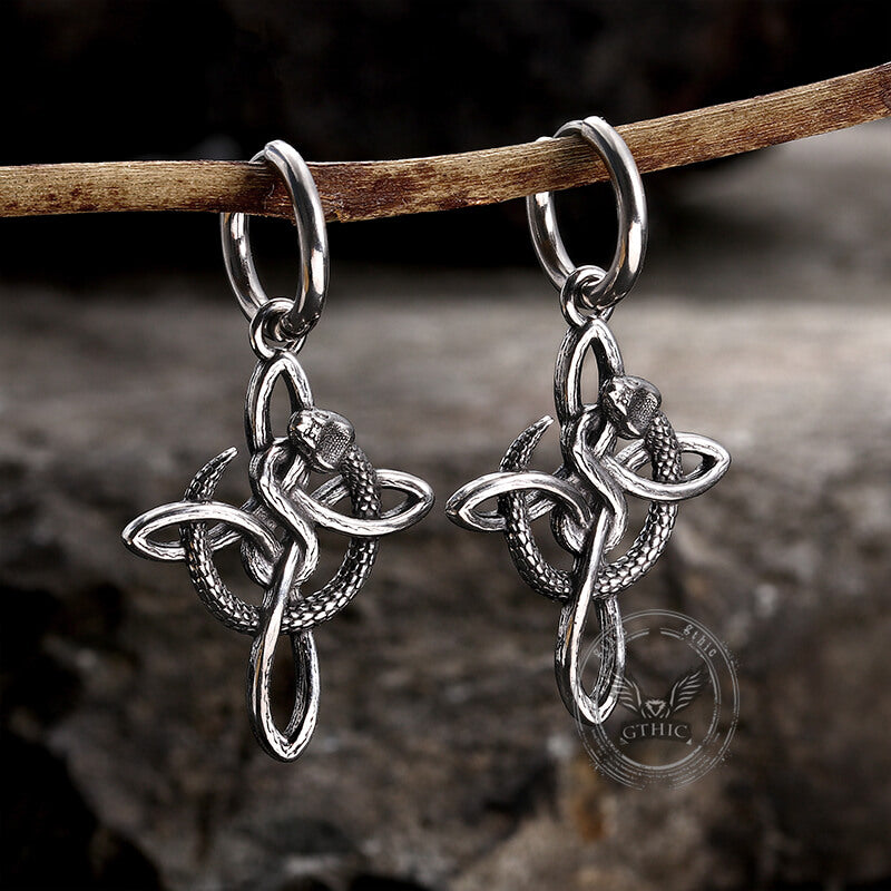 Vintage Snake Celtic Knot Stainless Steel Earrings | Gthic.com