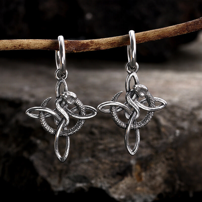 Vintage Snake Celtic Knot Stainless Steel Earrings | Gthic.com